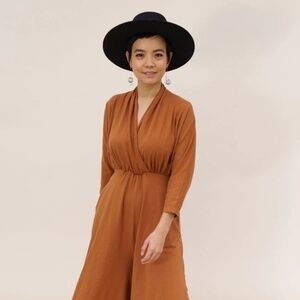 Mien Studios Sedona Dolman Sleeve Jumpsuit in Saddle Brown